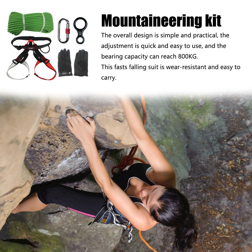 Outdoor Downhill Suit Mountaineering and Climbing Aerial Work Safety Belt Set Speed Drop Set Emergency Self-rescue Rope