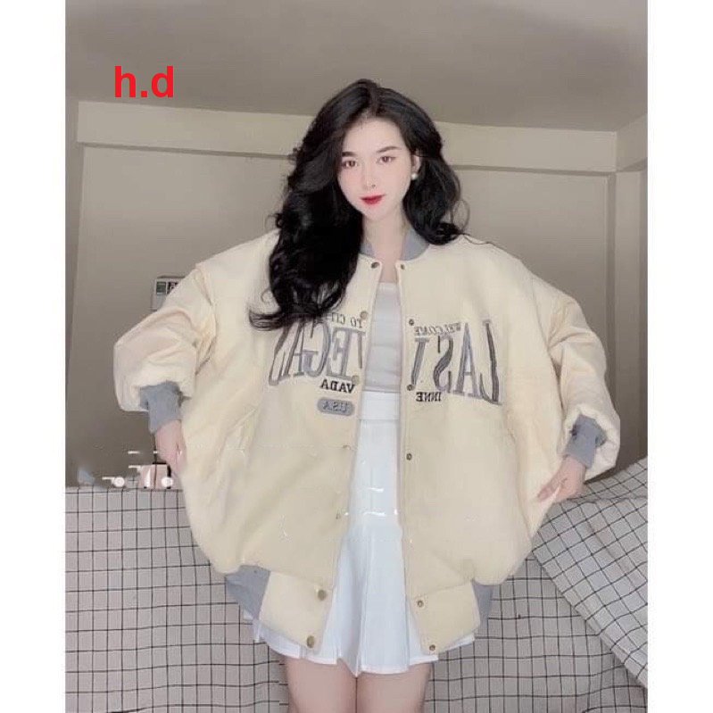 Áo Khoác Nữ Mùa Đông Bomber Nhung Tăm Unisex Dáng Rộng Cao Cấp