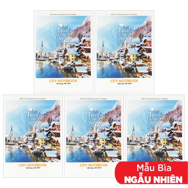 Combo 5 Tập Sinh Viên 4 Ly Ngang City 100 Trang 60gsm City - Hải Tiến 3019 (Mẫu Màu Giao Ngẫu Nhiên)