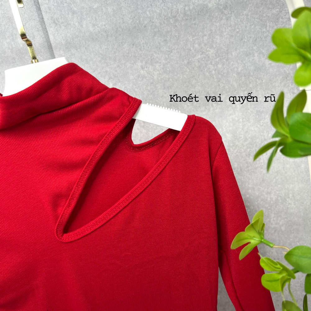 Đầm đẹp cổ cao khoét vai phong cách Hàn quốc ôm body tôn dáng mặc đi tiệc đi chơi đi du lịch hàng cao cấp có sẵn tại Han