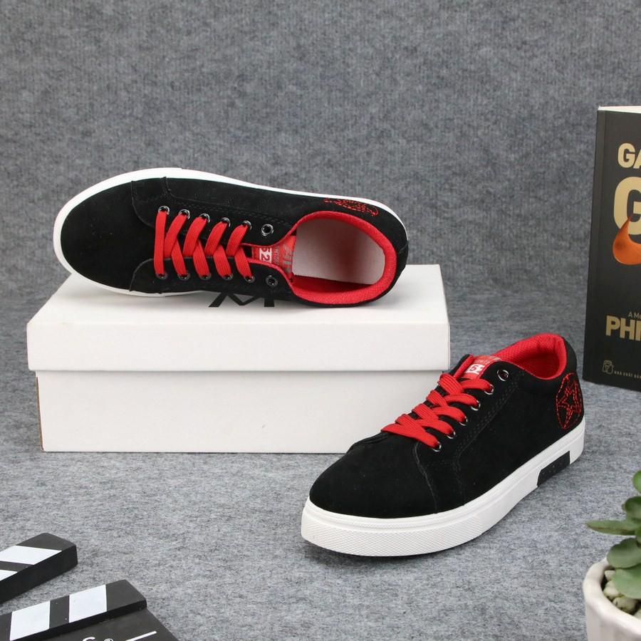 Giày sneaker nam đen sao đỏ chất lượng cao GN371 Gấu Nâu