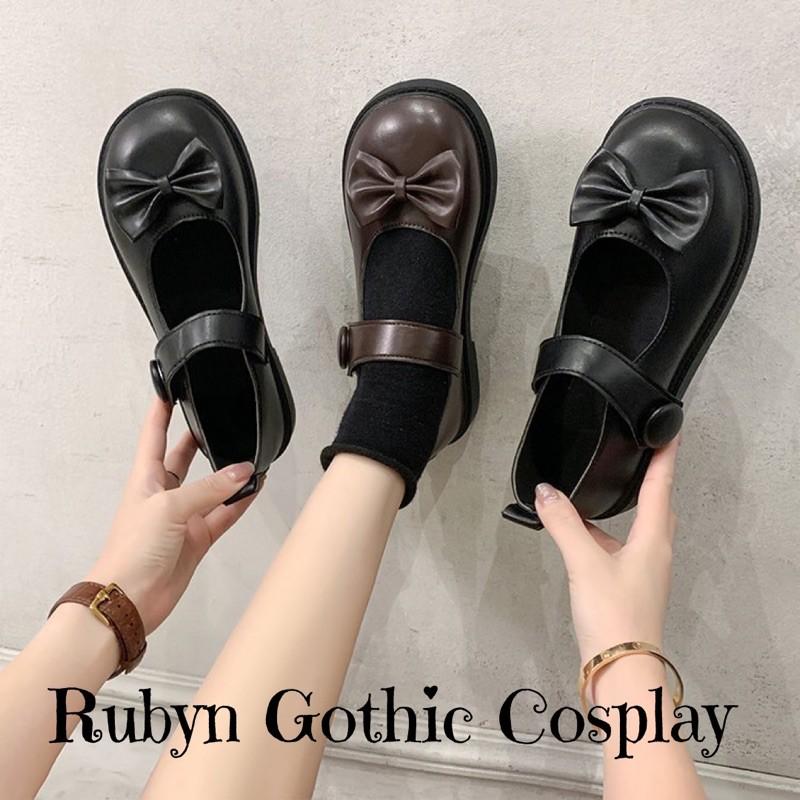 Giày Búp Bê Lolita Đính Nơ Xinh Xắn ( Size 35 - 40 ) Màu Nâu và Đen. A02