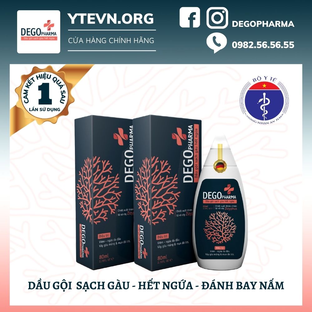 Combo 2 dầu gội sạch gàu hết ngứa Dego Pharma chiết xuất hoàn toàn từ thiên nhiên cải thiện tình trạng vảy nấm