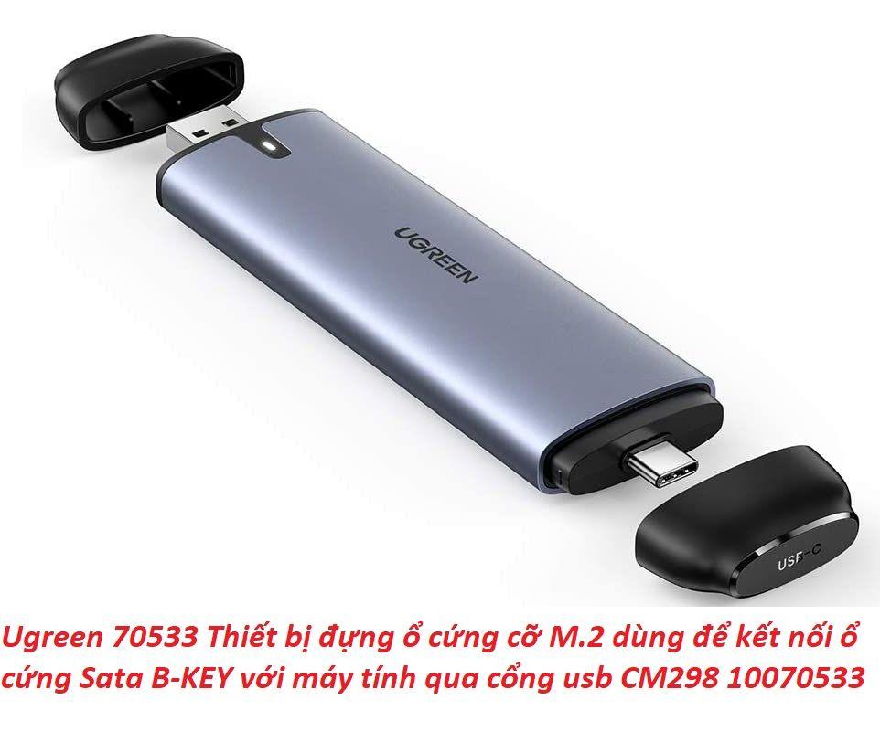 Ugreen UG70533CM298TK M.2 B-Key NGFF ra type c 3.1 gen 2 và usb 3.0 hộp ổ cứng ssd - HÀNG CHÍNH HÃNG
