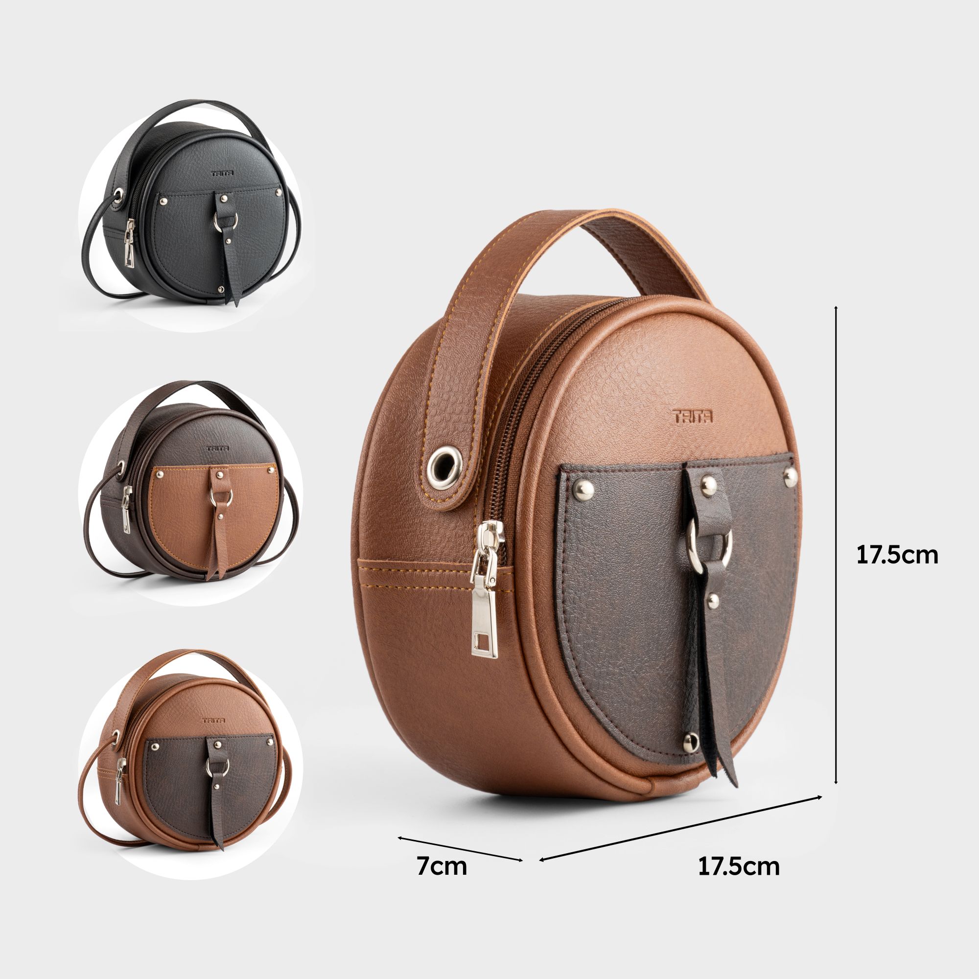Túi Trita ( Thời trang nữ dáng tròn thanh lịch size 18 - Túi đeo chéo da RHN65 )