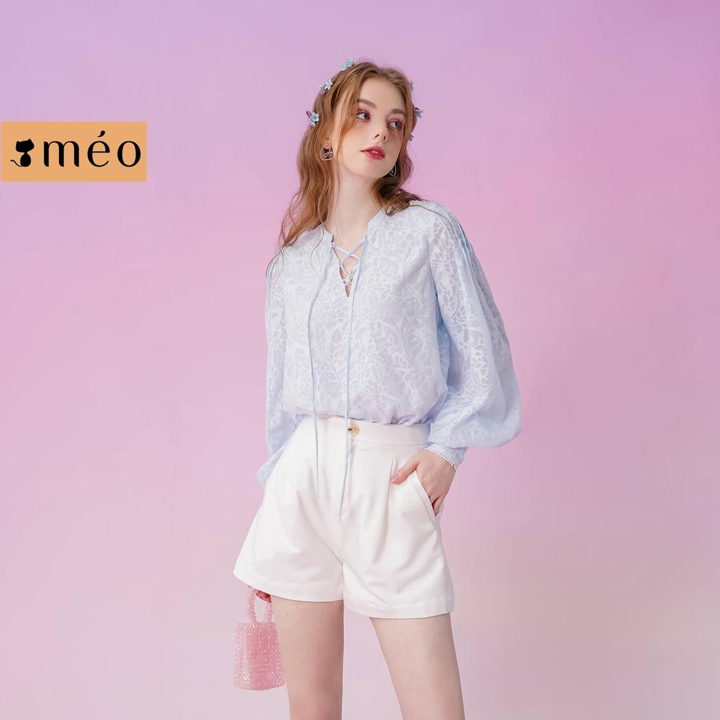 Áo kiểu nữ Méo shop hoa nhí tay bồng cổ đan dây phong cách Hàn Quốc Lucy