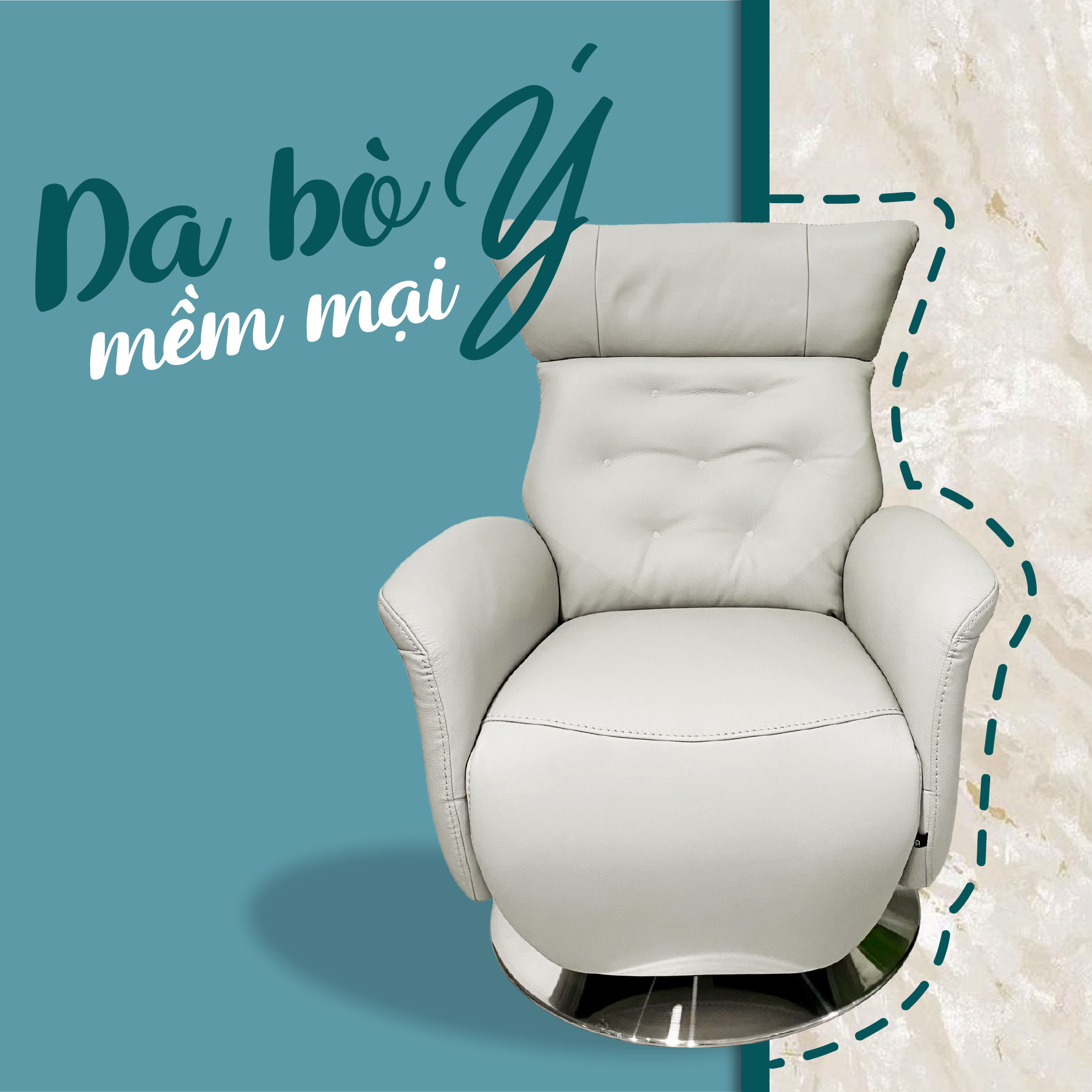 Ghế Sofa Đơn Da Bò Thư Giãn Chỉnh Điện 89 6194 -70093A Beige Alila
