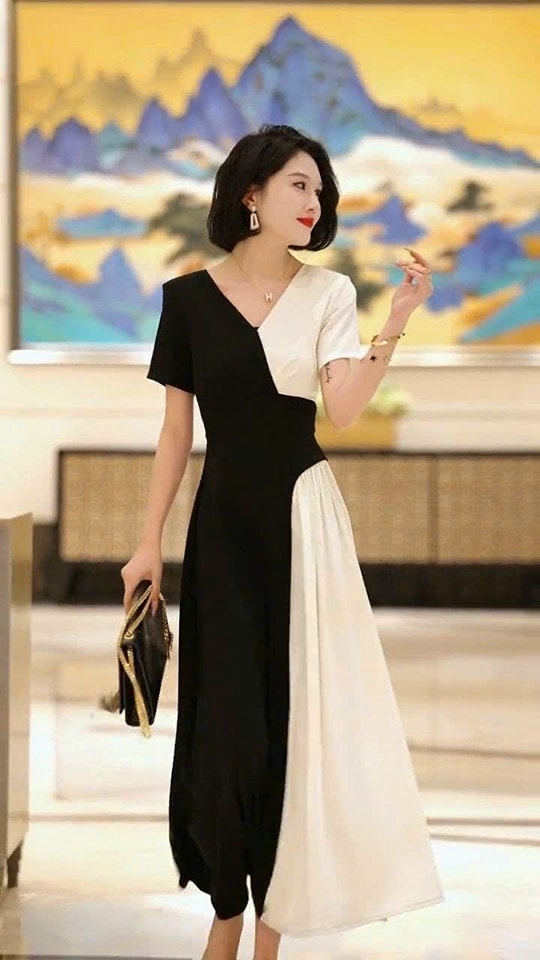 ĐẦM MAXI PHỐI MÀU CAO CẤP