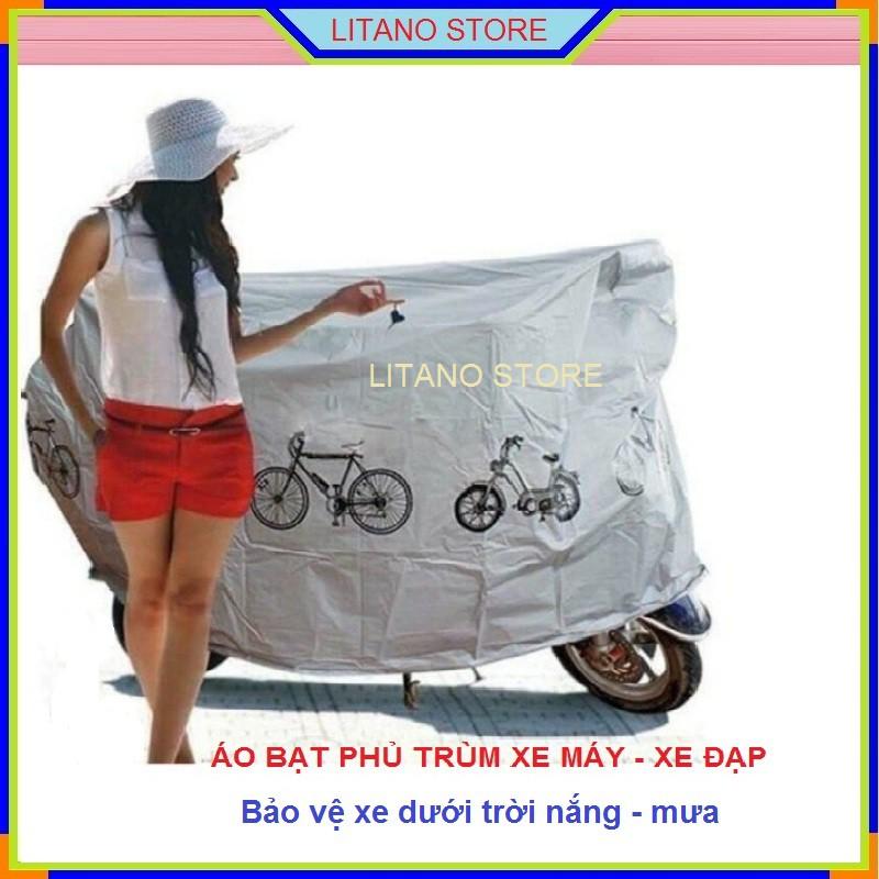 Áo Trùm Bảo Vệ Xe Máy Cao Cấp Chống Mưa Nắng Bụi Bẩn Chất Liệu Vải Bạt Không Thấm Nước