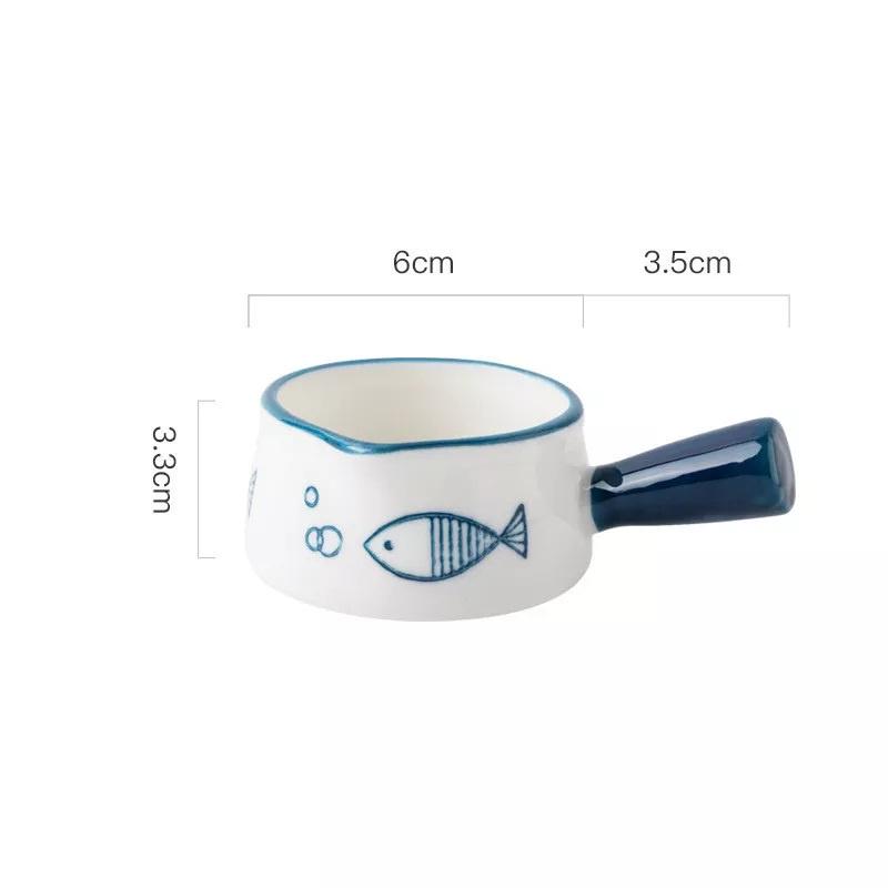 Bộ Bát Sứ Ăn Dặm Kiểu Nhật Họa Tiết Cá Xanh Dễ Thương