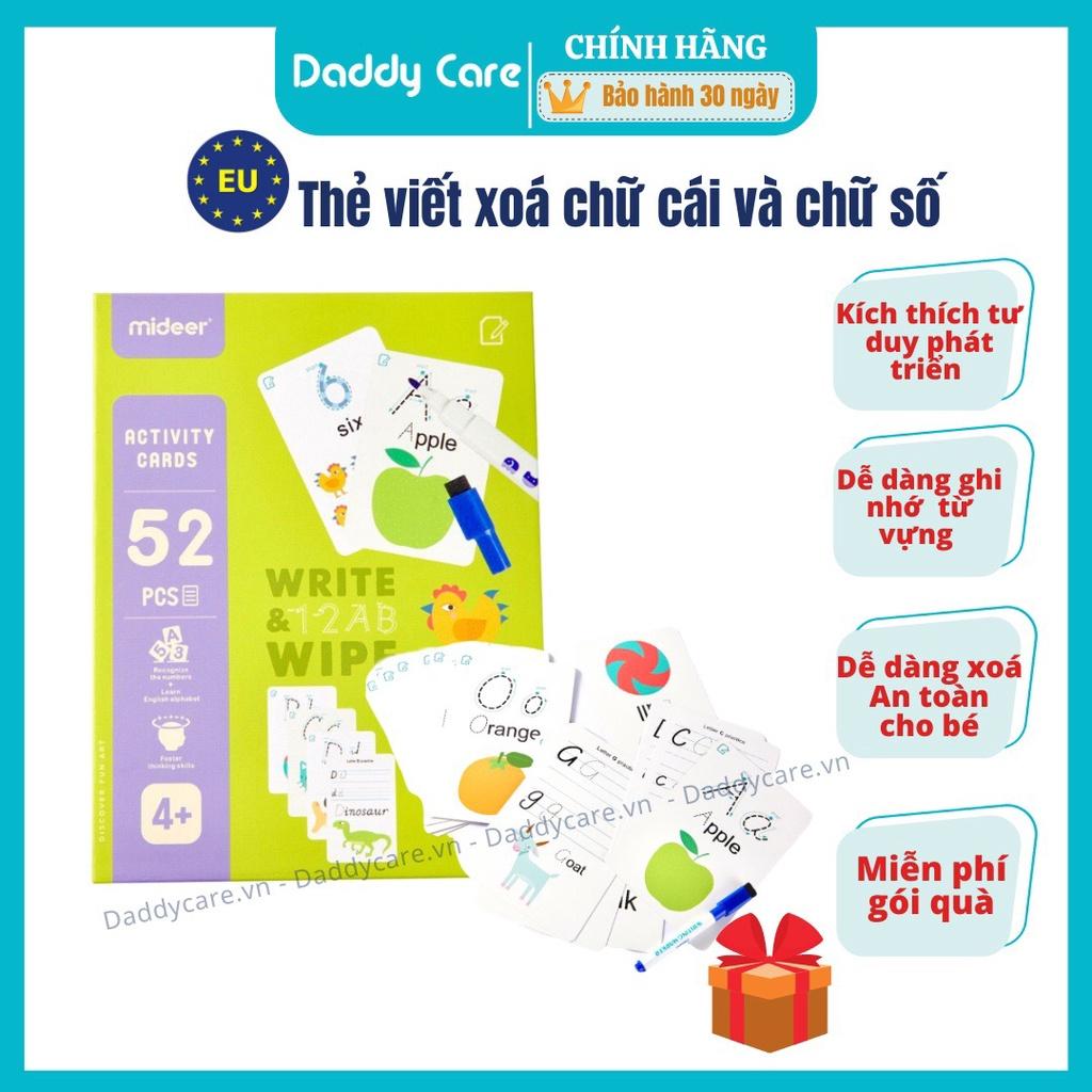 Bộ Thẻ Học Chữ Cái - Số Viết Và Xóa Mideer Write &amp; Wipe Cards - 123 &amp; ABC - 52 Thẻ Flashcards, Đồ Chơi Giáo Dục Cho Bé