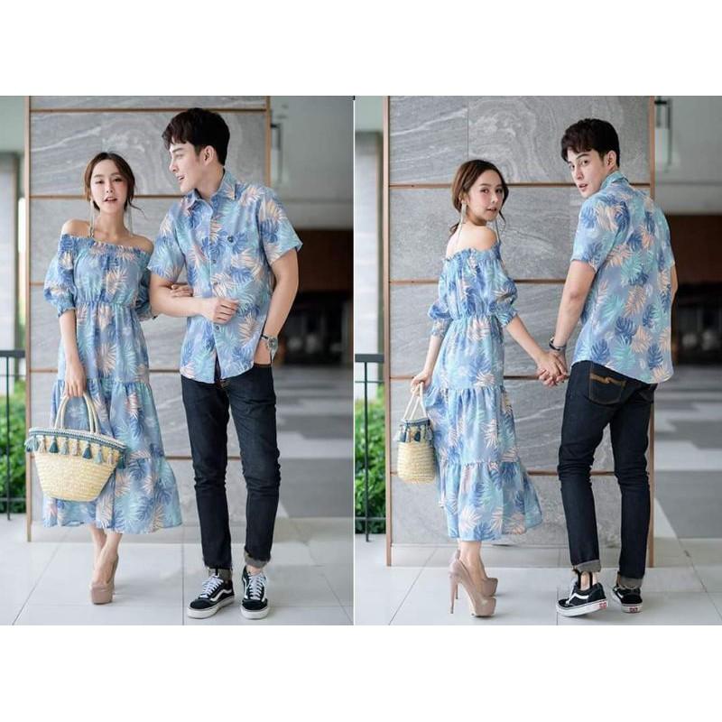 Set váy áo đôi đi biển, dạo phố, hoạ tiết sang trọng