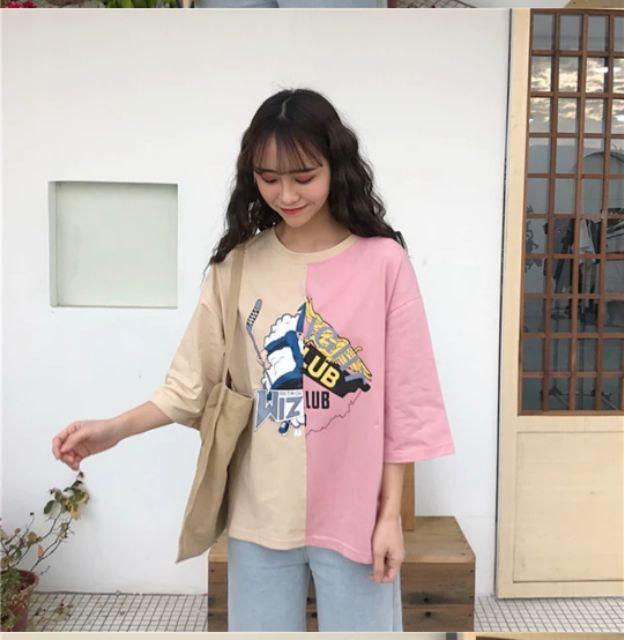 Áo thun tay lỡ unisex from rộng nam nữ, áo thun in hình nam nữ, áo phối màu nam nữ