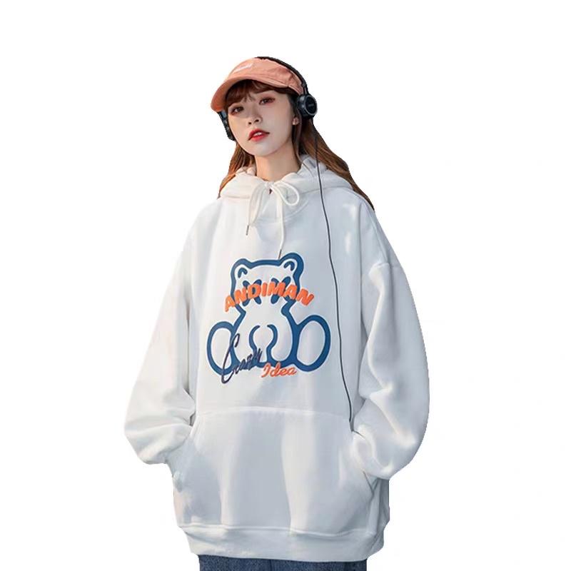 Áo khoác chui đầu hoodie nỉ ngoại tay phồng in gấu unisex ulzzang nam nữ AN426
