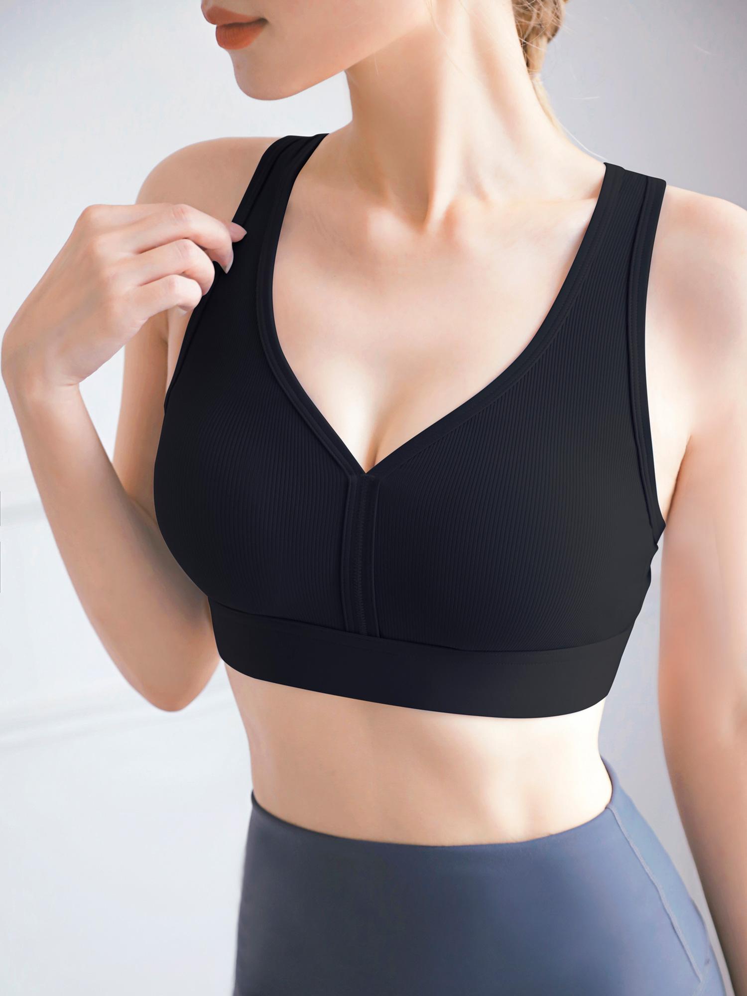 Áo ngực thể thao nữ tập yoga, thể thao có gân cổ chữ V