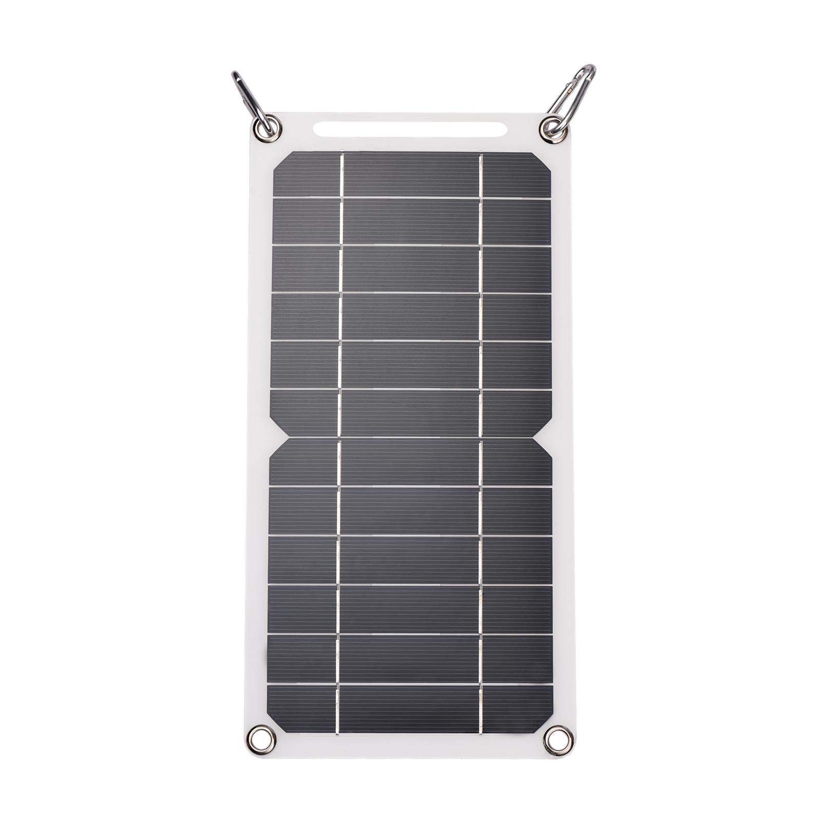 6W 5V Solar Panel with USB Port 2PCS Carabiner Monocrystalline Silicon Solar Cell for Outdoor Camping Climbing Hiking