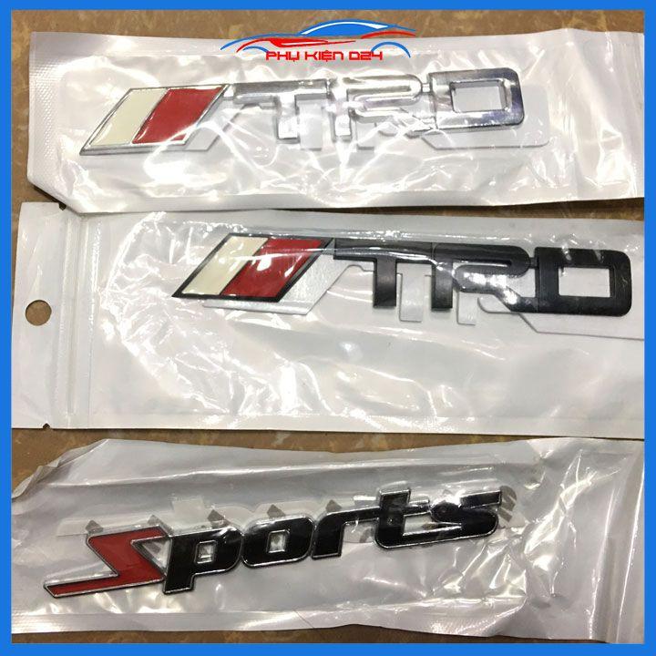 Logo tem dán chữ nổi TRD dùng dán đuôi cho xe ô tô hai màu đen mạ crom