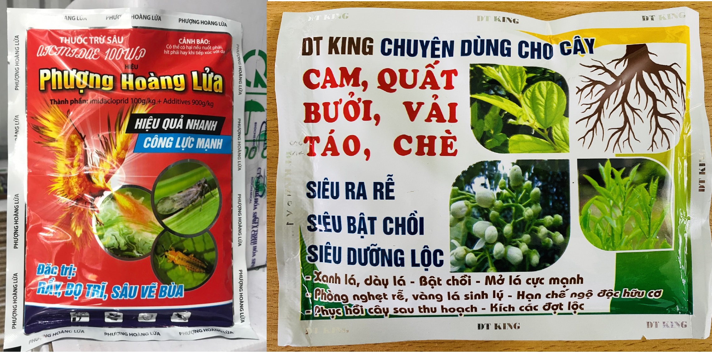 Combo trừ sâu PHL 200g và phân bón lá DT-King 100g - Trừ sâu chích hút trên lúa, ngô, khoai, rau các loại, cây ăn quả - Kích rễ, bật chồi, xanh lá