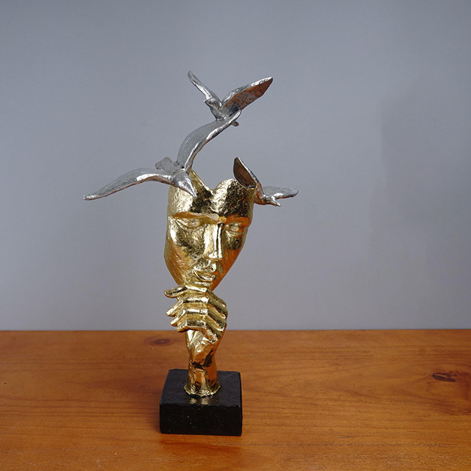 Modern Thinker Statue Half Face Figurine Artworks Decor Abstract for Table