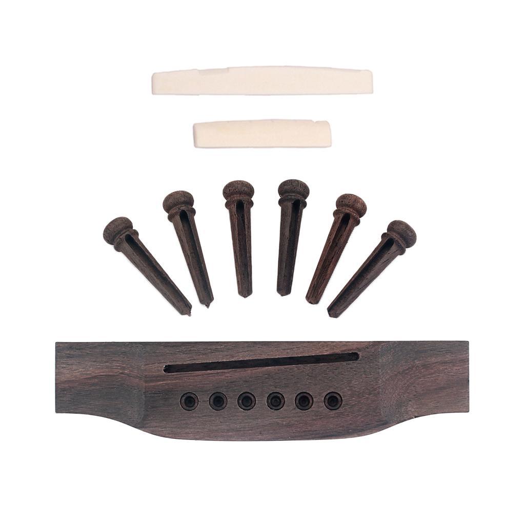 Set of Guitar Replacement Parts Nut + Pin + Bridge for Acoustic Folk Guitar