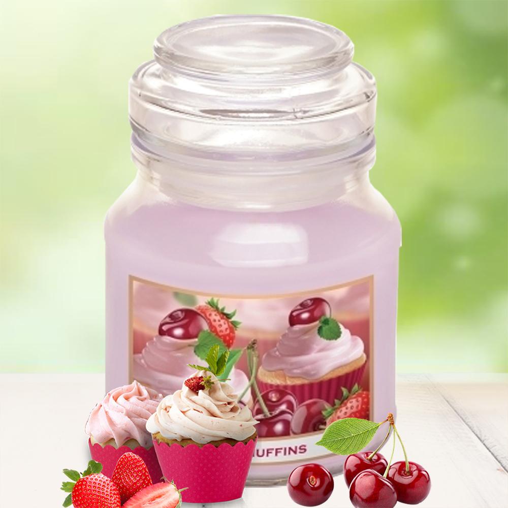 Hũ nến thơm tinh dầu Bartek Fruits Muffins 130g QT0400 - bánh muffin trái cây, nến trang trí, thơm phòng, thư giãn, Hỗ trợ khử mùi (giao mẫu ngẫu nhiên)