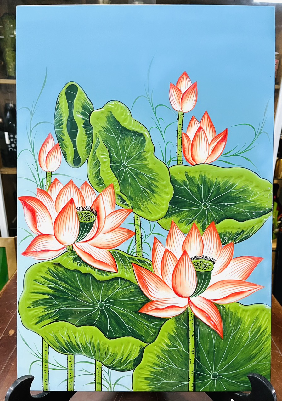 Tranh Sơn Mài - HOA SEN | Size 40x60 cm | Thanh Tịnh – Trang Nhã – Nghệ Thuật Truyền Thống