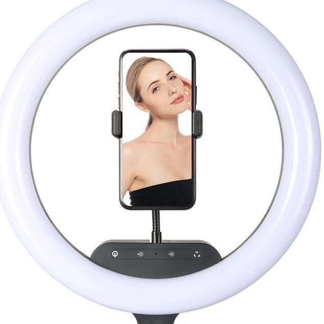 Đèn Live 36CM 3 kẹp KT full bộ kèm chân đèn livestream nhiều máy make up spa trang điểm