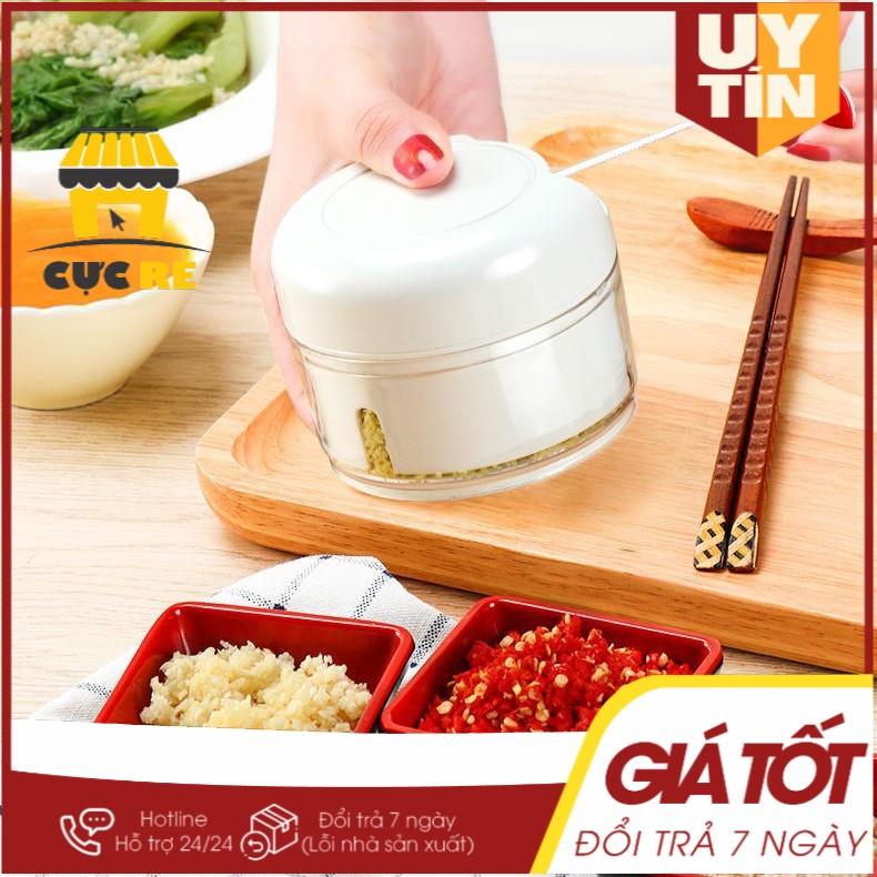 Dụng cụ xay tỏi, ớt cầm tay đa năng có dây rút