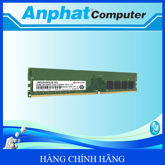 Bộ nhớ RAM LAPTOP Transcend JM DDR4 8GB 3200Mhz SO-DIMM 1Rx16 1Gx16 CL22 1.2V - Hàng Chính Hãng