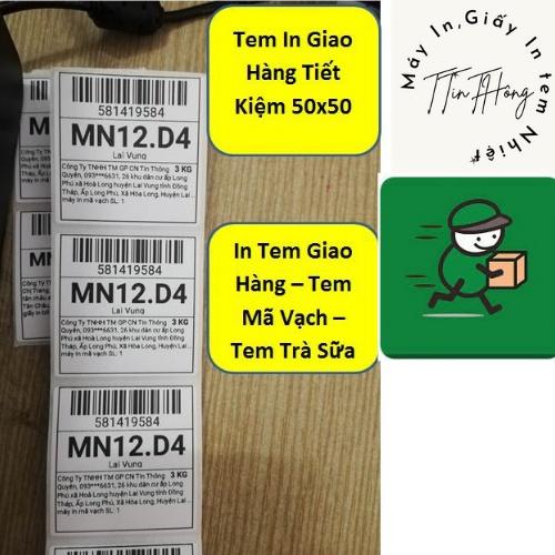 5 cuộn Tem In Giao Hàng Tiết Kiệm (50x50), Tem in GHTK