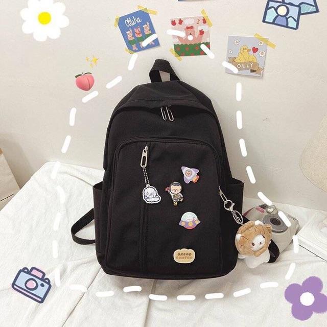 Balo Uzllang Hàn Quốc Chống Nước Trơn Huy Hiệu Phi Hành Gia