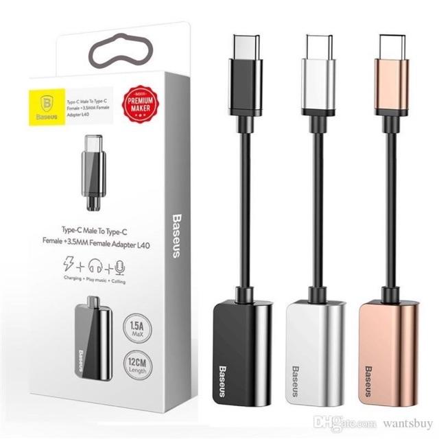 Đầu chuyển Type C sang Audio 3.5mm & Type C Baseus L40 - hàng chính hãng