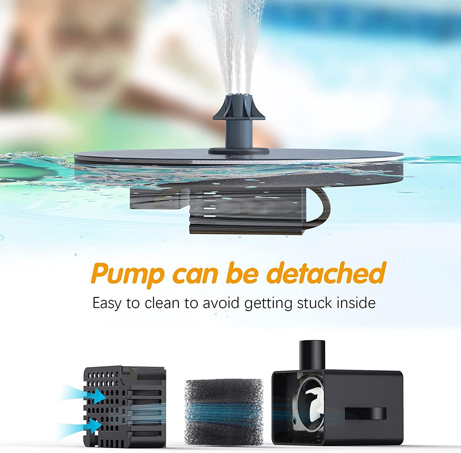 Máy phun nước mặt trời, máy bơm nước mặt trời trời 2.2W cho đài phun nước mặt trời, nguồn năng lượng mặt trời nổi cho hồ bơi, ao hay vườn hoa, bơm hồ mặt trời