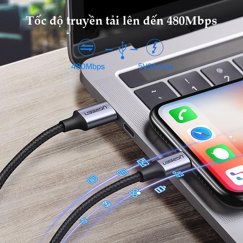 KCáp sạc nhanh USB Type C sang Light_ning MFI UGREEN US304 US305 - Sạc nhanh PD cho iPhone 12 / iPhone 11 dài 0.25m - 2m - Hàng Nhập Khẩu