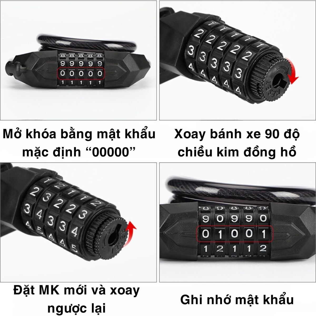 Khóa Xe Đạp OFFICE CHILL Khoá Dây Lõi Thép Mật Mã 5 Số Cao Cấp Chống Trộm Treo Yên Xe Đạp Thể Thao Bảo Hành 90 Ngày