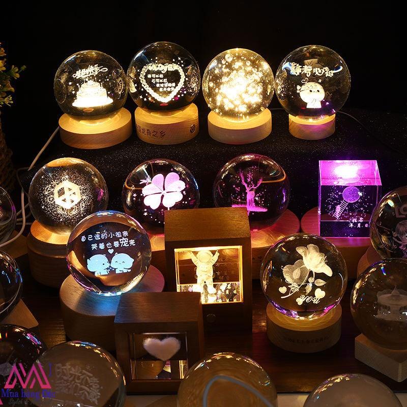 Bộ Quà Tặng Quả Cầu Pha Lê 3D LED KỲ LÂN