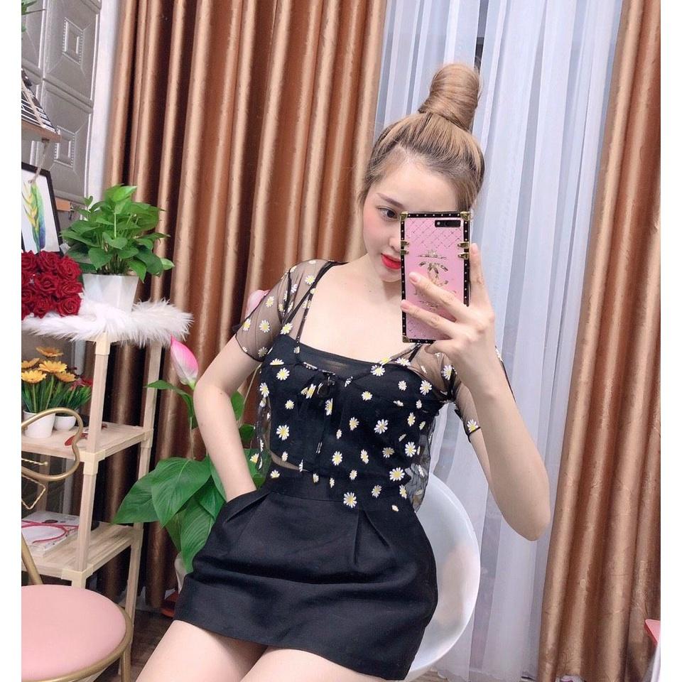 Áo Croptop Hoa Cúc cho nữ