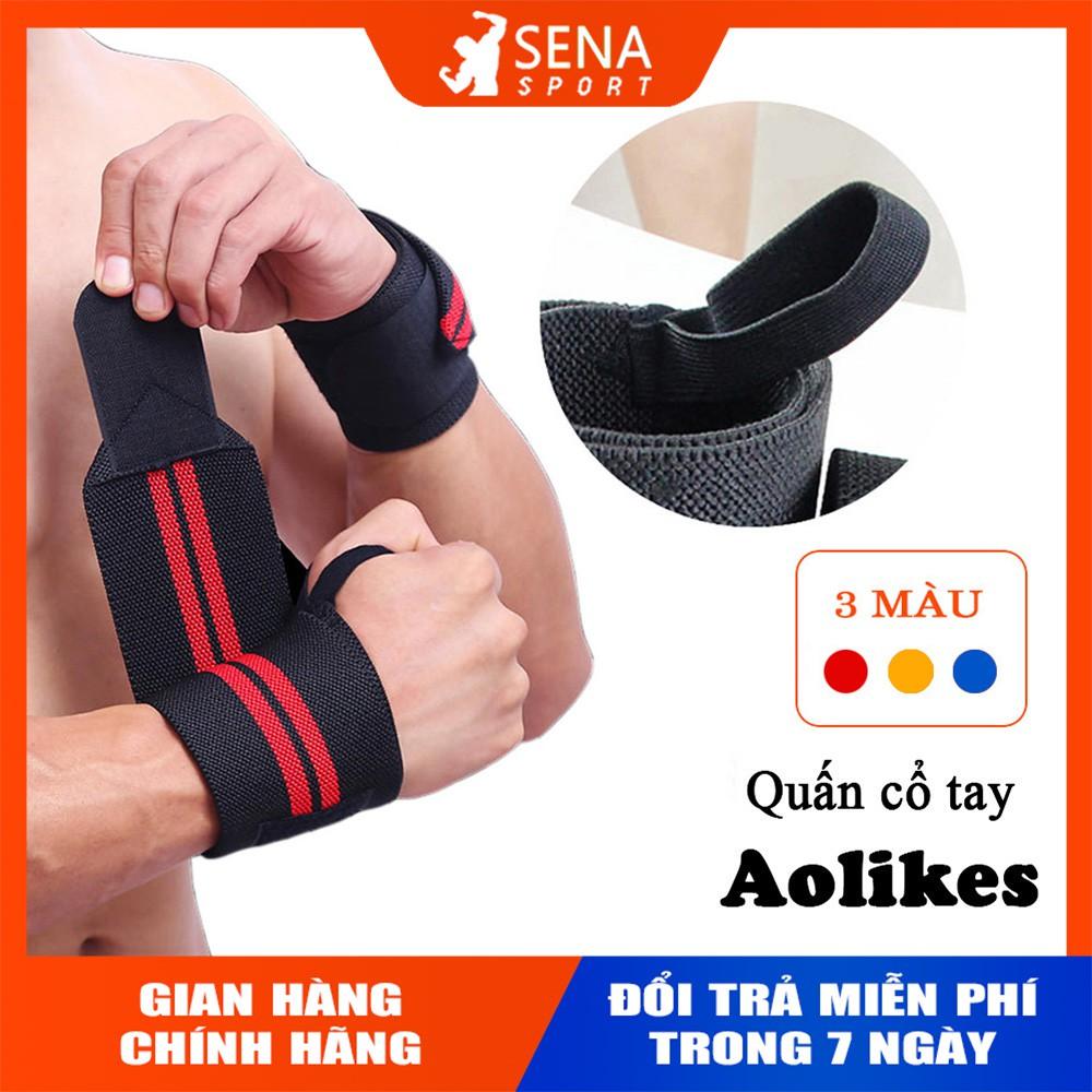 Quấn cổ tay tập gym - Đai bảo vệ cổ tay Aolikes tập gym mẫu 2 vạch