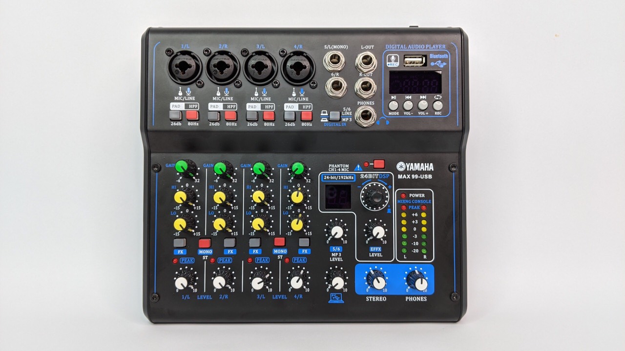Bàn Mixer trộn tích hợp vang số MAX 99 USB - livestream, thu âm, karaoke chuyên nghiệp - 16 chế độ vang - Hàng chính hãng