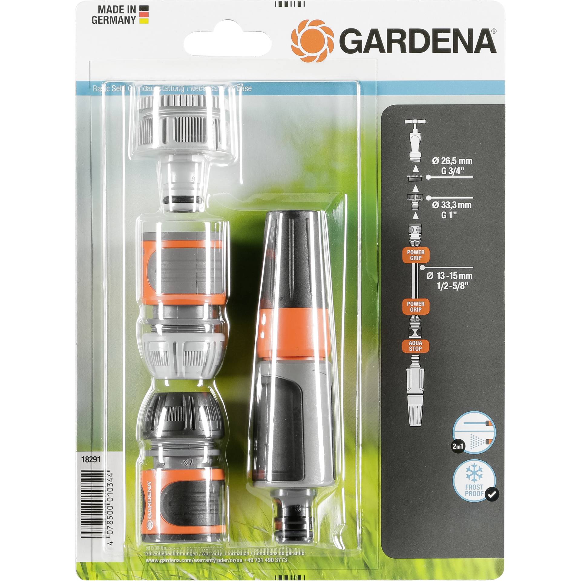 Bộ Vòi tưới cổ điển kèm Cút Nối  1/2” Gardena 18291-20