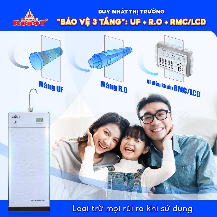 Máy Lọc Nước ROBOT LUX PRO 239W-UR Công Nghệ R.O + UF Vi Mạch LCD Đa Năng Công Suất 20Lit/ Giờ Tủ Đứng - Hàng Chính Hãng