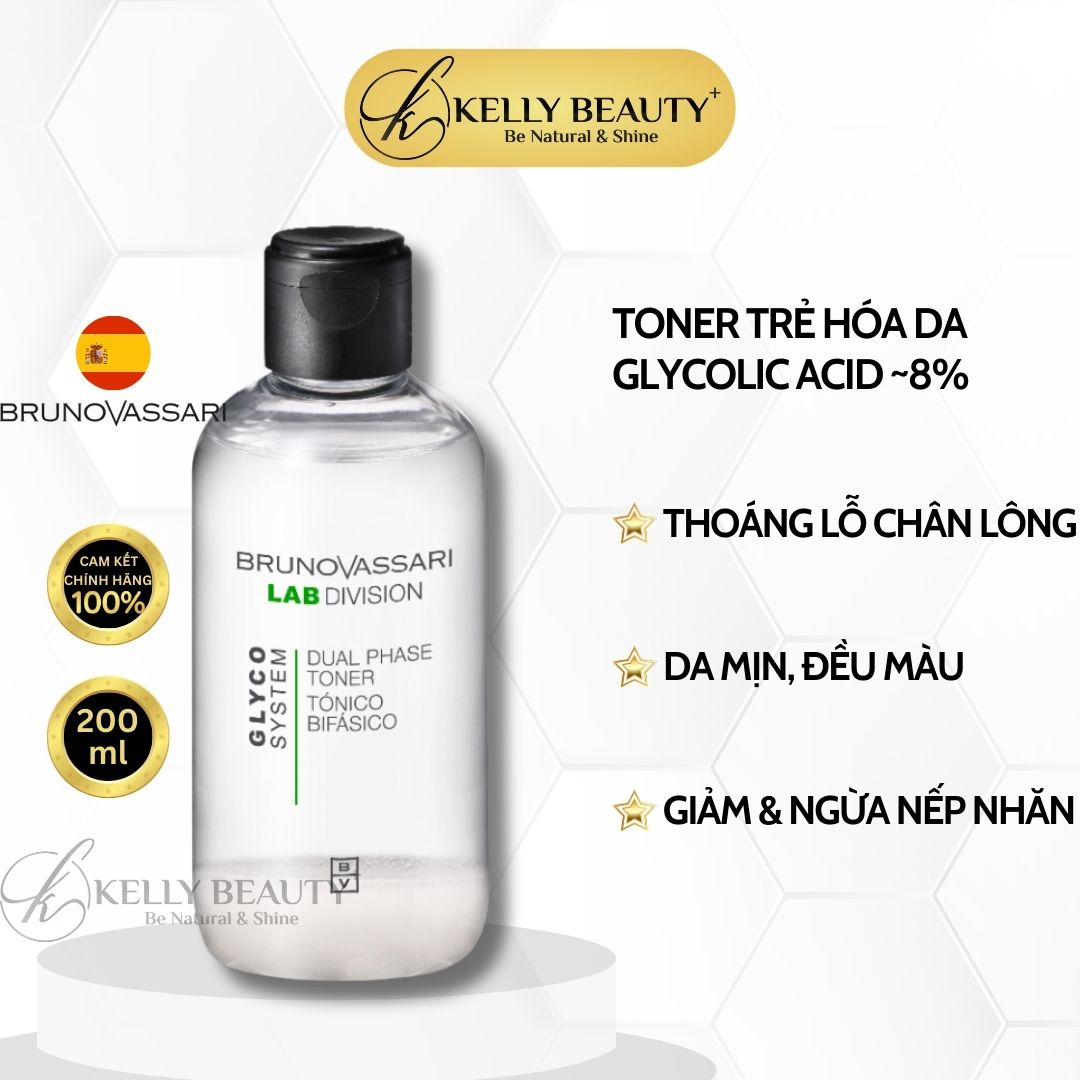 Toner Làm Sạch Sâu Trẻ Hóa Da Glyco System - Dual Phase Toner - Bruno Vassari | Kelly Beauty