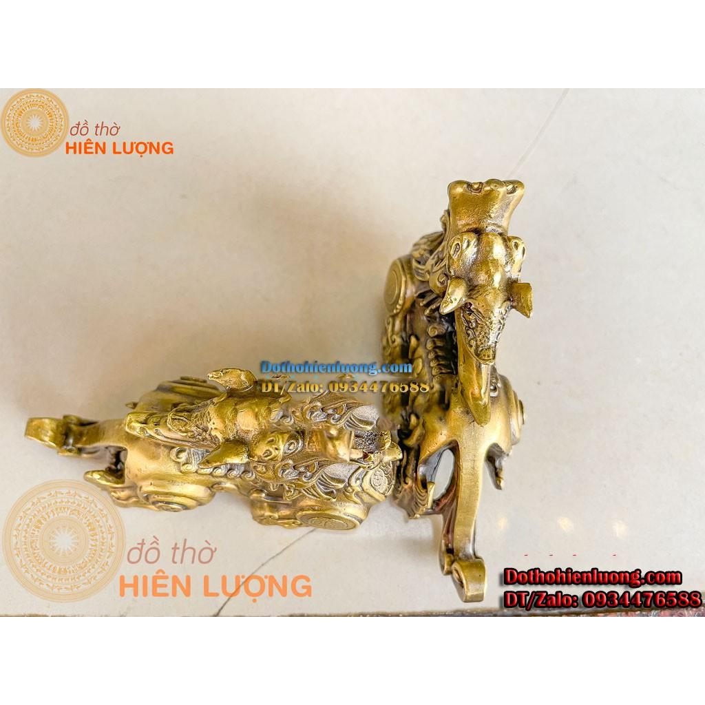 Đôi Tỳ Hưu Vẩy Tiền Tài Lộc Màu Vàng Bằng Đồng Phong Thủy Đẹp Các Cỡ