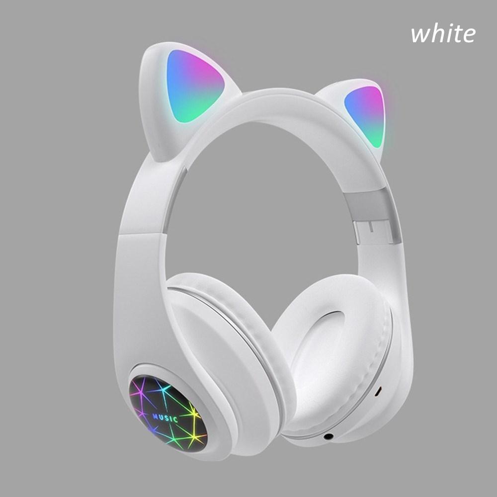 RGB Mèo Tai Tai Nghe Bluetooth 5.0 Loại Bỏ Tiếng Ồn Người Lớn Trẻ Em Gái Tai Nghe Hỗ Trợ Thẻ TF FM Radio Với Mic Âm Nhạc quà Tặng M2