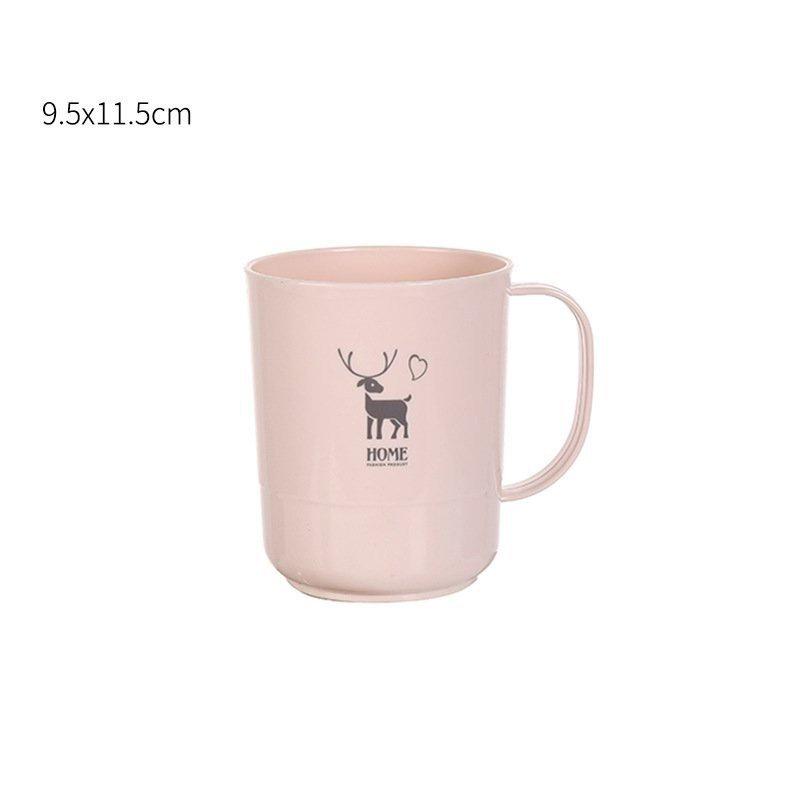 Cốc nhựa uống nước 500ml - Cốc đánh răng con hươu có quai cầm cao cấp
