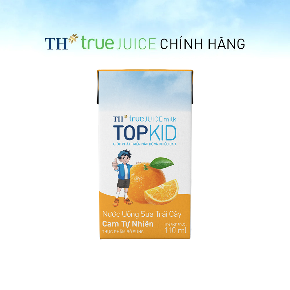Thùng 48 hộp sữa trái cây TOPKID hương cam tự nhiên TH True Juice Milk 110ml (110ml x 48)