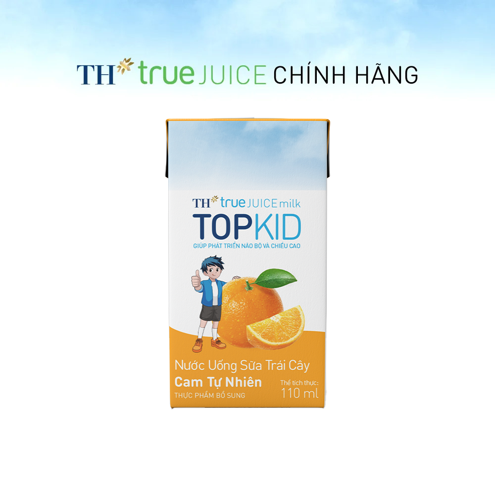 Thùng 48 hộp nước uống sữa trái cây TOPKID hương cam tự nhiên 110 ml (110 ml x 48)