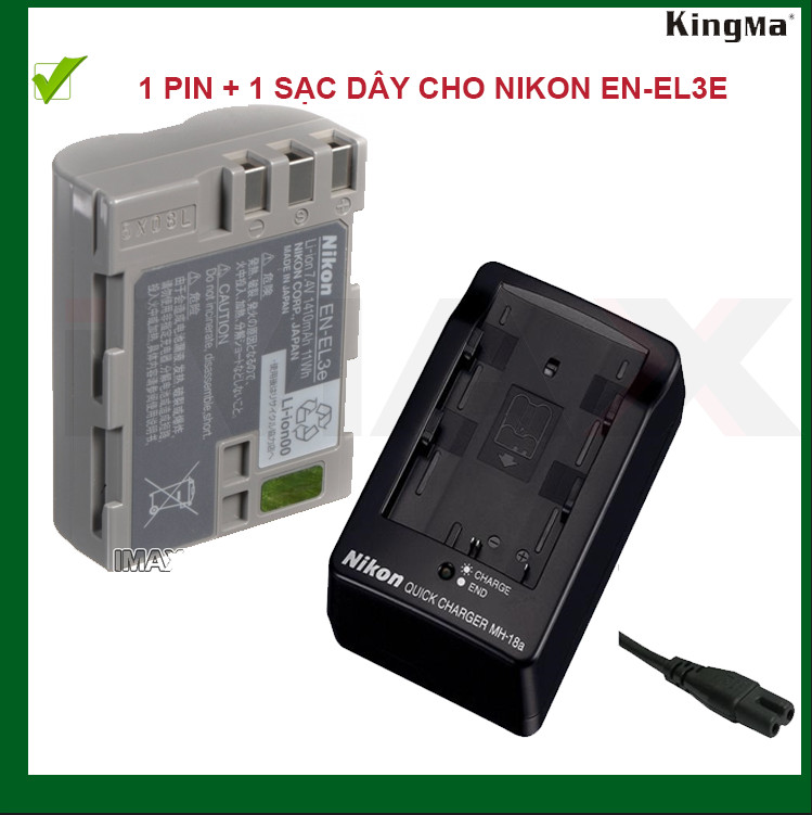 BỘ 1 PIN + 1 SẠC THAYT HẾ CHO MÁY ẢNH NIKON EN-EL3E - HÀNG NHẬP KHẨU