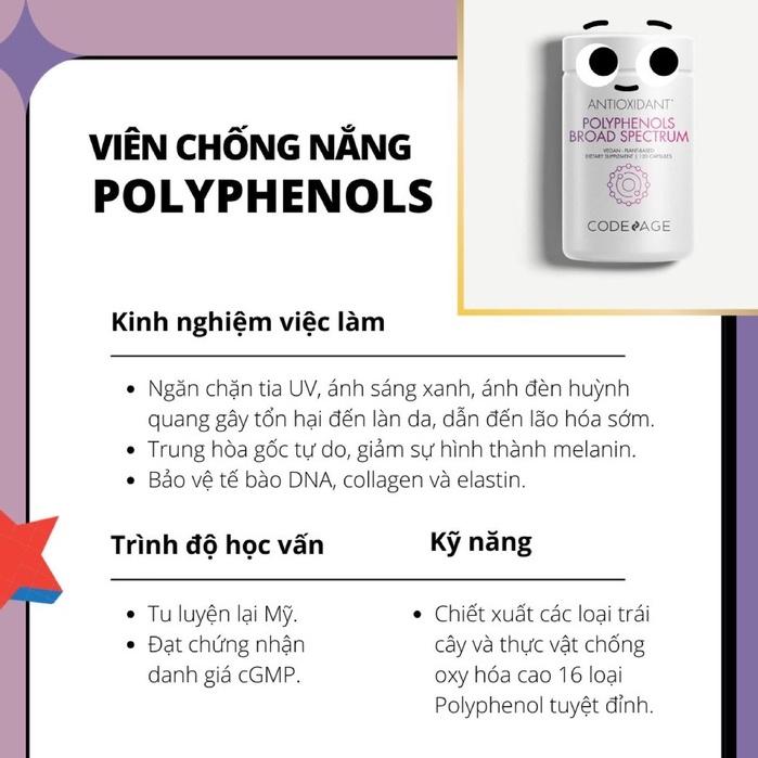 Viên Chống nắng sáng da Codeage Polyphenols Broad Spectrum 120 Viên