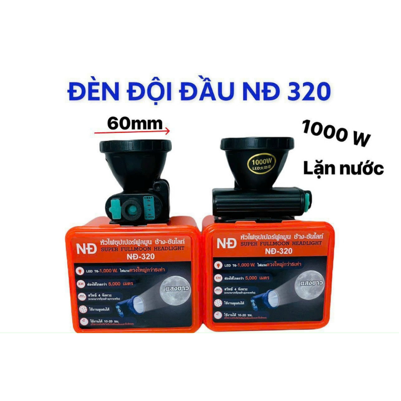 Đèn đội đầu chống nước siêu sáng , lặn sâu 50m S320 / S530 , công suất 1000w / 2000w